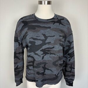 Rails Ramona Iron Camo Sweatshirt Gray Black Pullover Size S Outdoorsy Fall Cozy